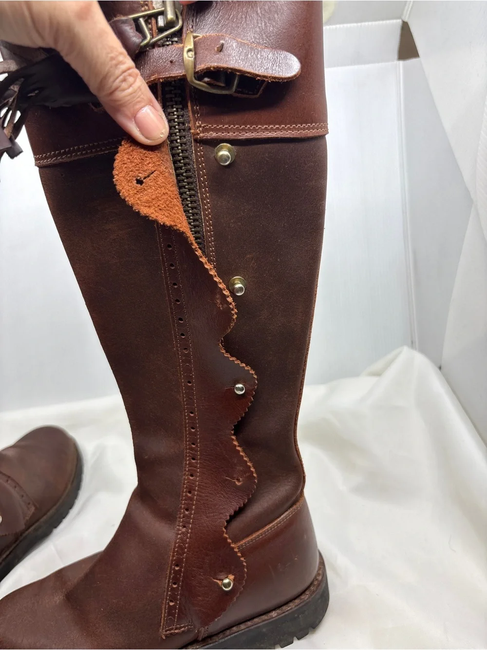 El Estribo Boots Womens Size 36 Brown Tall Leather Zip Tassel Spain Riding